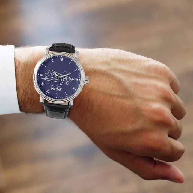 Cool simple Cessna airplane & clouds,Custom gift Watch (Creator Uploaded)