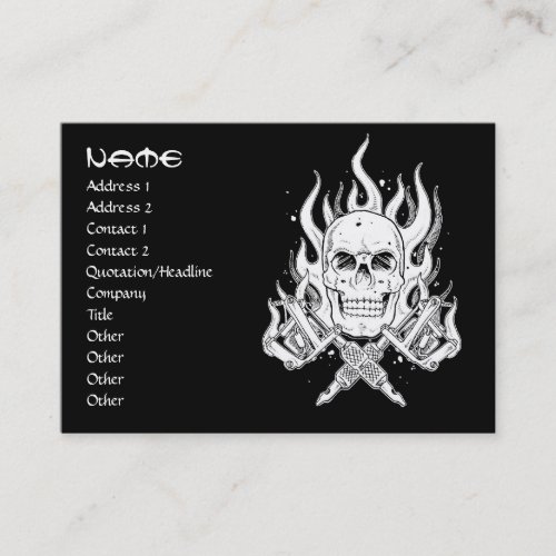 Cool simple elegant black white tribal skull tatto business card