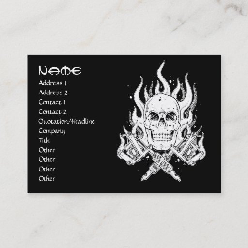 Customizable Cool simple elegant black white tribal skull tatto business card templates