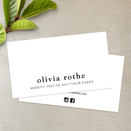 Cool Simple Elegant Modern  White Business Card