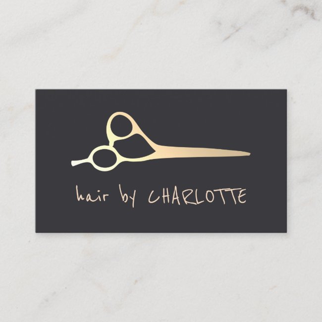 Cool Simple Faux Gold Scissors Hair Stylist Business Card