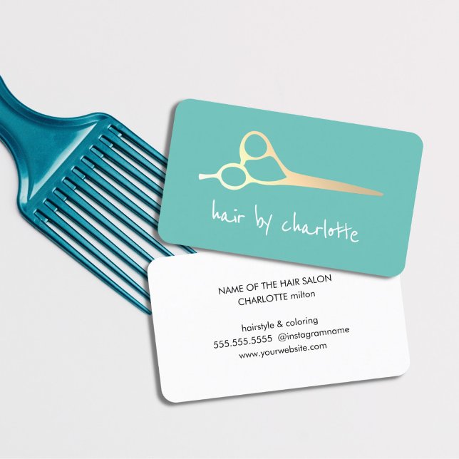 Cool Simple Faux Gold Scissors Hair Stylist Business Card (Creator Uploaded)