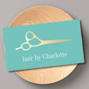 Cool Simple Green Faux Gold Scissors Hair Stylist Business Card