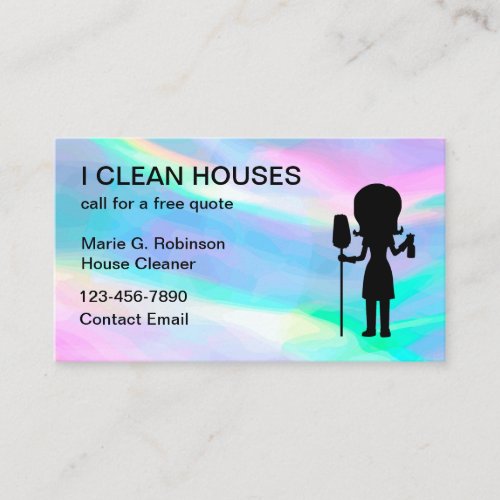 Cool Simple House Cleaning Maid Business Cards