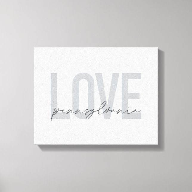 Cool, simple, modern design Love Pennsylvania Canvas Print (Front)