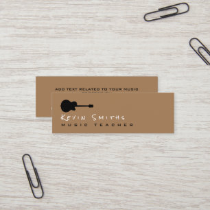 Cool Simple Modern Guitar Teacher Mini Business Card