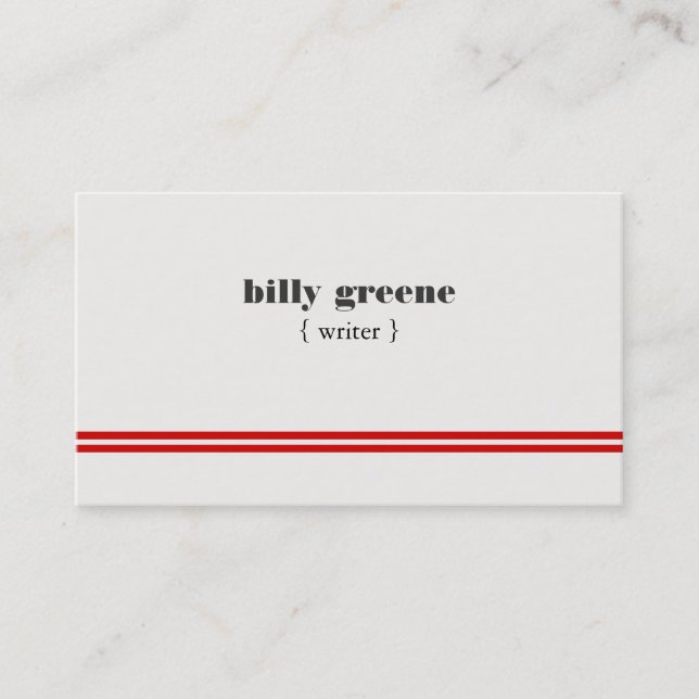 Cool Simple Modern White Professional Red Stripes Business Card (Front)
