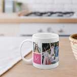 Cool Simple Photo Collage & Monogram Coffee Mug<br><div class="desc">Create your very own cool keepsake of your favorite family memories, wedding photos, or vacation snaps, with this awesome monogrammed photo collage mug! This simple design puts 4 of your favorite Instagram snaps front and center, along with a single initial monogram on each side. Customize with four square photos of...</div>