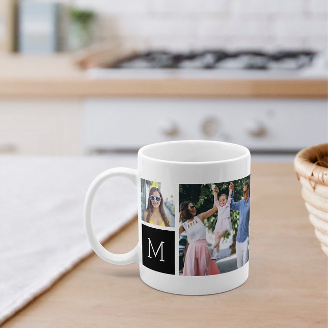 Cool Simple Photo Collage & Monogram Coffee Mug (Creator Uploaded)