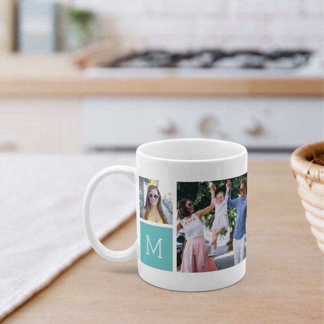 Cool Simple Photo Collage & Monogram Coffee Mug