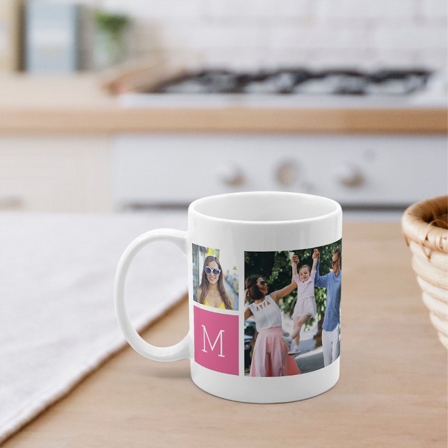 Cool Simple Photo Collage & Monogram Coffee Mug (Creator Uploaded)