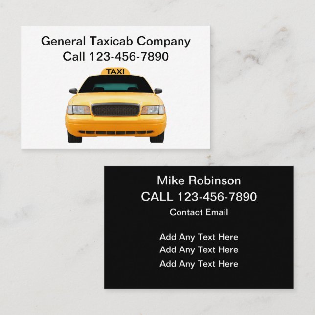 Cool Simple Taxi Driver Business Cards   (Front/Back)