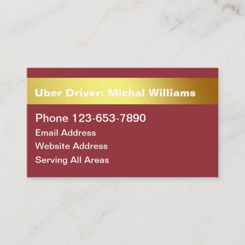 Cool Simple Uber Driver Ride Hailing Business Card