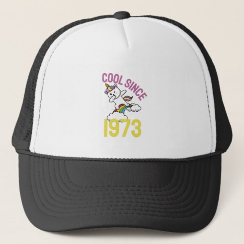 Cool Since 1973 Dabbing Unicorn Cat 49th Birthday Trucker Hat