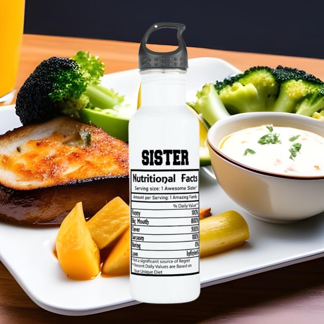 cool Sister facts word art  Stainless Steel Water Bottle (Creator Uploaded)