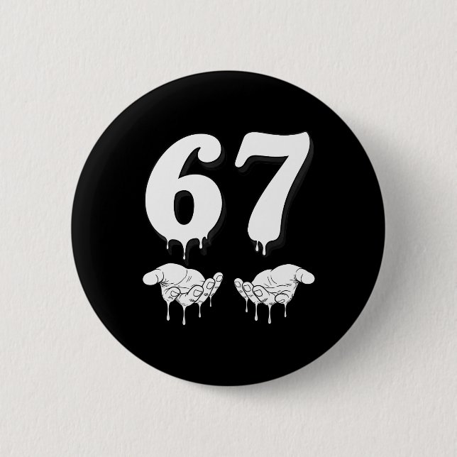 Cool Six Seven 6 7 Meme Gen Alpha Slang Costume Ma Button (Front)