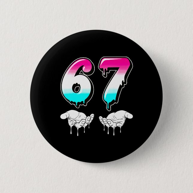 Cool Six Seven 6 7 Meme Gen Alpha Slang Costume Ma Button (Front)