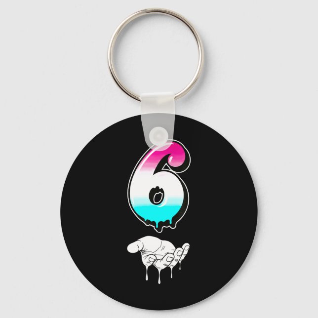 Cool Six Seven 6 7 Meme Gen Alpha Slang Costume Ma Keychain (Front)