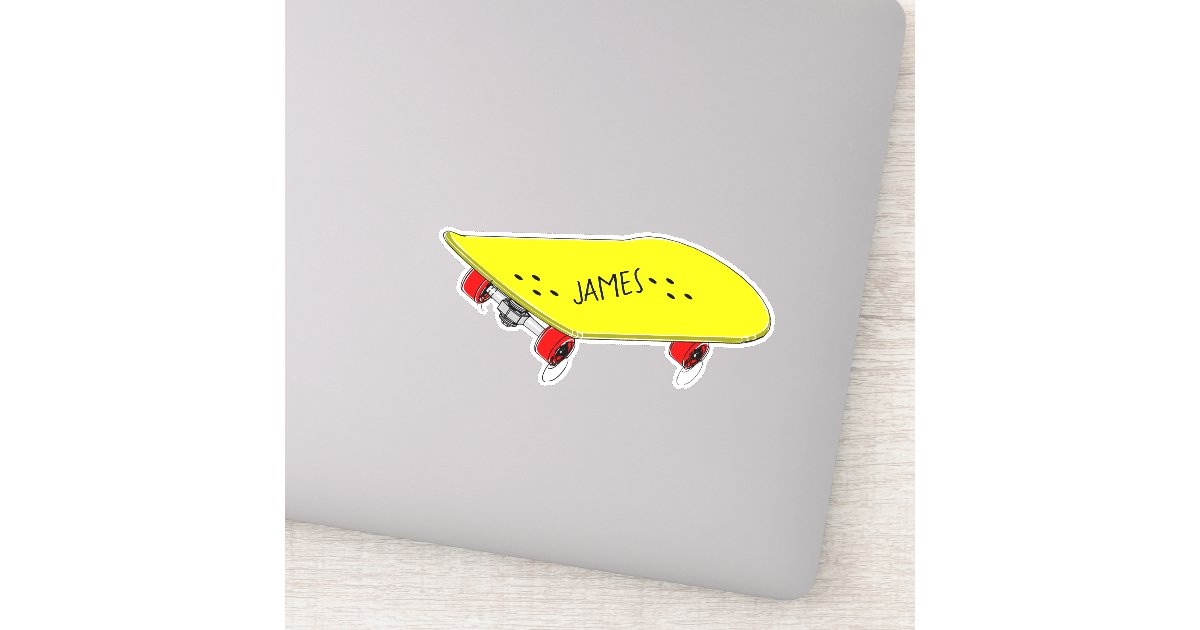 Cool skateboard boy's name sticker Zazzle