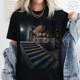 Cool Skateboarding Cat Kickflip Funny Streetwear T-Shirt