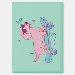 Cool Skateboarding Dachshund   Funny Dog Art Magnet