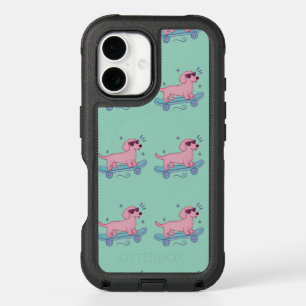 Cool Skateboarding Dachshund Funny Dog Art iPhone 16 Case