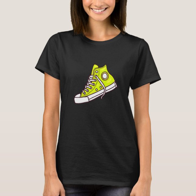 Cool Skateboarding Green Sneakers Graphic Fashion T-Shirt (Front)