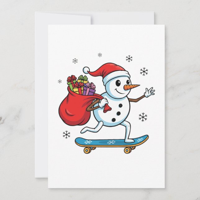 Cool Skateboarding Snowman | Funny Christmas Skate (Front)
