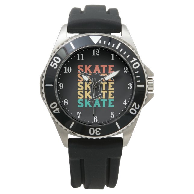 Cool skateboarding word art watch (Front)