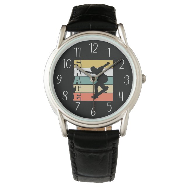 cool skateboarding word art  watch (Front)