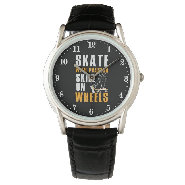 Cool skateboarding word art  watch (Front)