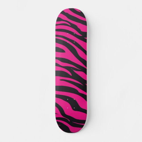 Cool Skateboards for Girls Pink Black Zebra Stripe