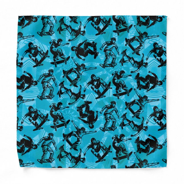Cool Skater Boy Skateboarder Blue Bandana (Front)