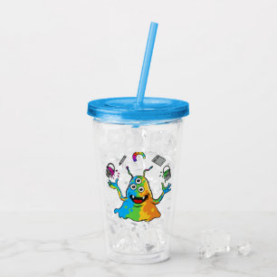 Cool Skater Bulldog Blue Acrylic Tumbler