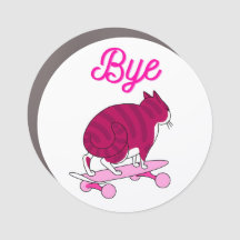Cool Skater Cat Pink Bye Text