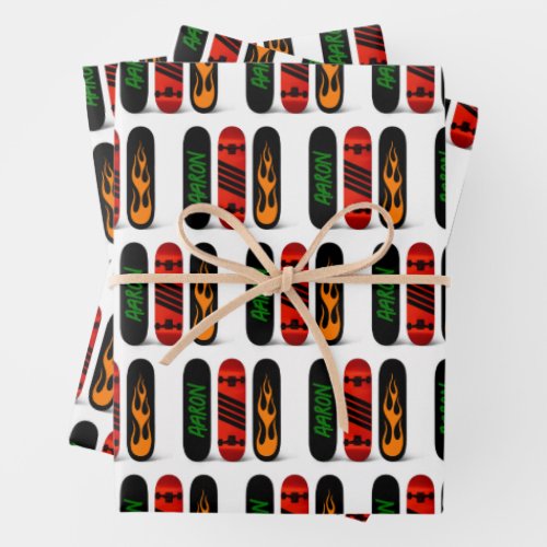 Cool Skater Skateboard Personalized Wrapping Paper Sheets