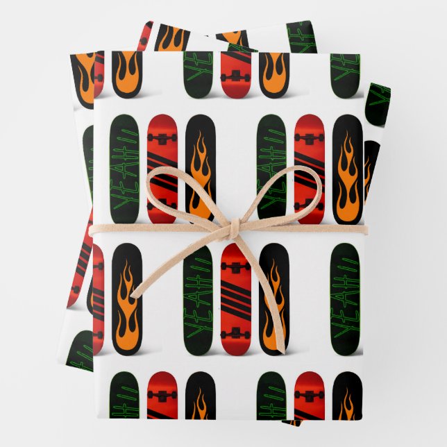Cool Skater Skateboard  Wrapping Paper Sheets (In situ)