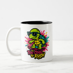 Cool Skater Turtle Retro Pop Art Two-Tone Coffee Mug