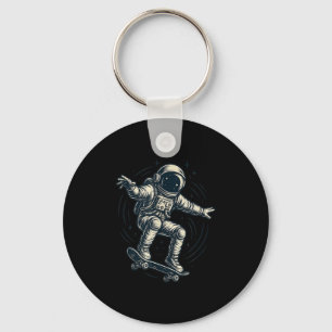 Cool Skating Astronaut Costume For Boys And Girls Keychain