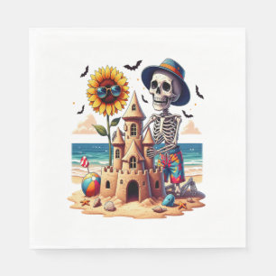 Cool Skeleton at the Beach Napkins