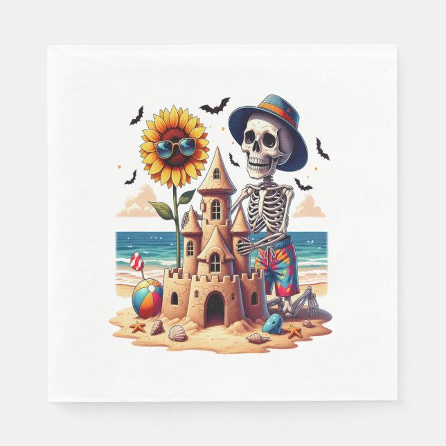 Cool Skeleton at the Beach Napkins (Front)