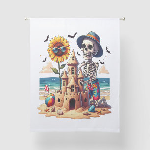 Cool Skeleton at the Beach Sheer Curtains