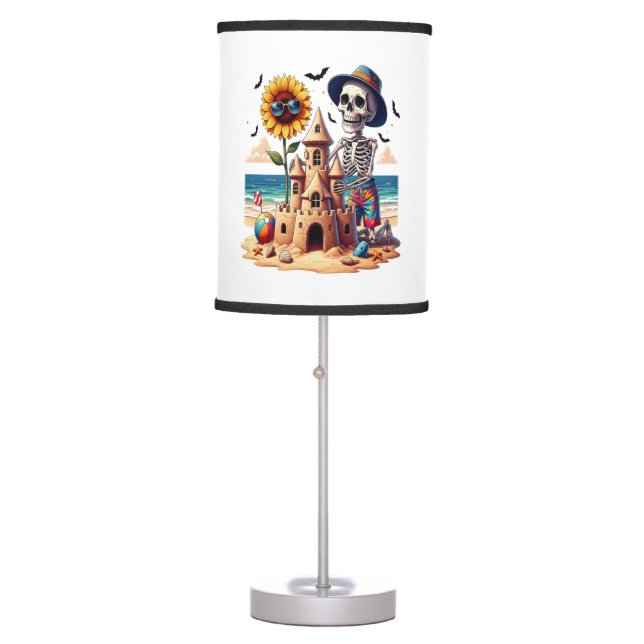 Cool Skeleton at the Beach Table Lamp (Front)
