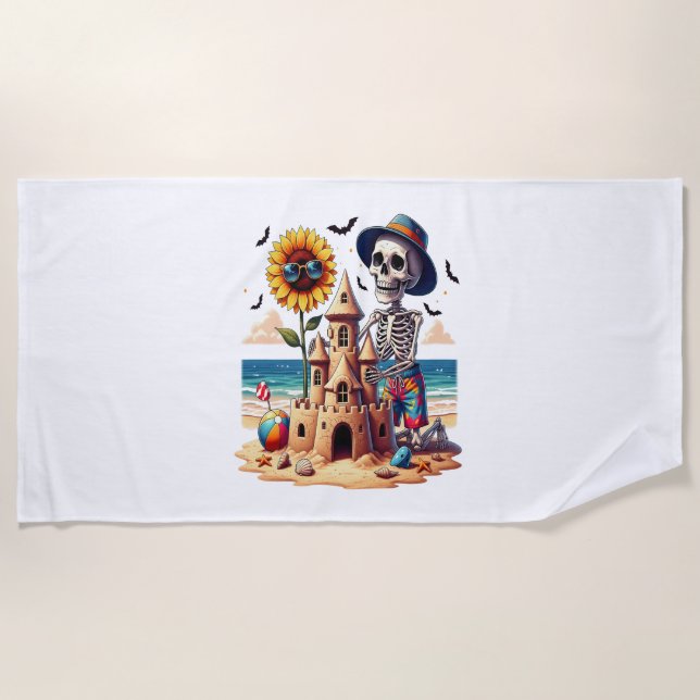 Cool Skeleton at the Beach Towel (Front)