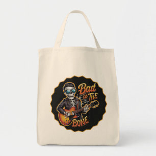 Cool Skeleton Bad to the Bone with Guitar Tote Bag
