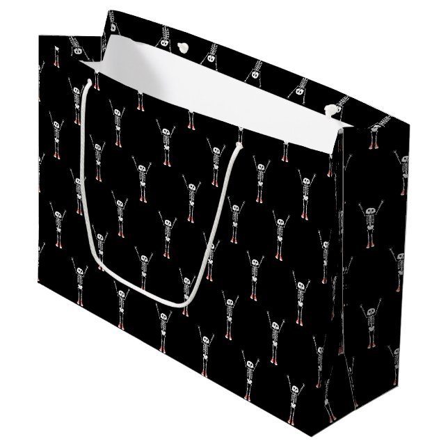 Cool Skeleton Halloween Design Large Gift Bag (Front Angled)