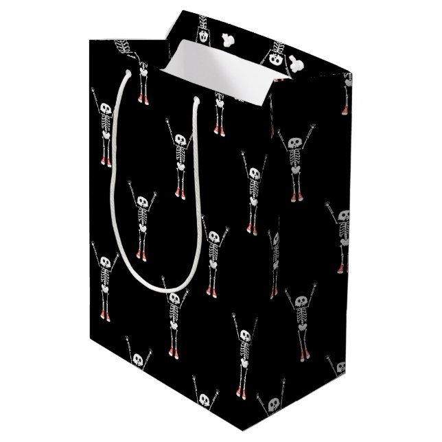 Cool Skeleton Halloween Design Medium Gift Bag (Back Angled)