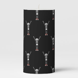 Cool Skeleton Halloween Design Pillar Candle