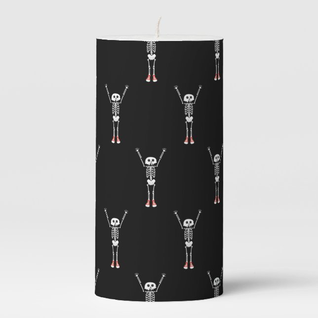 Cool Skeleton Halloween Design Pillar Candle (Front)