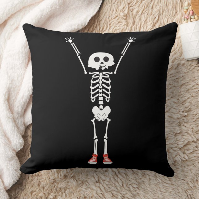 Cool Skeleton Halloween Design Throw Pillow (Blanket)